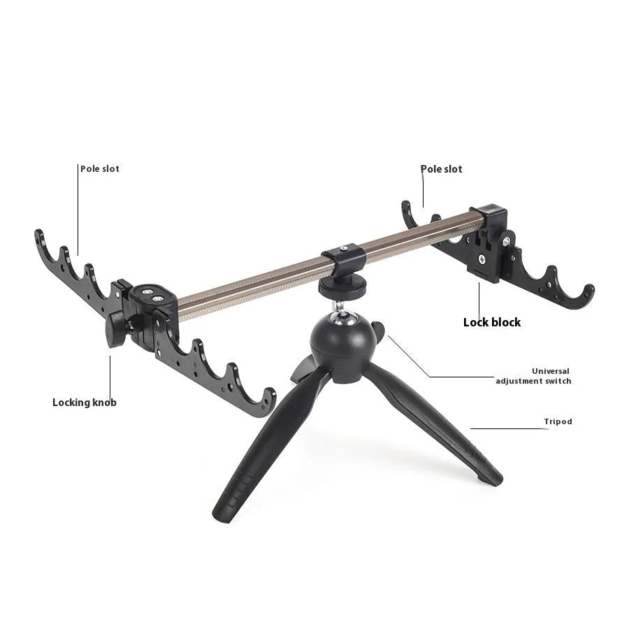 Aluminium alloy ice fishing triangle rod holder bracket with tripod legs for small fishing rods