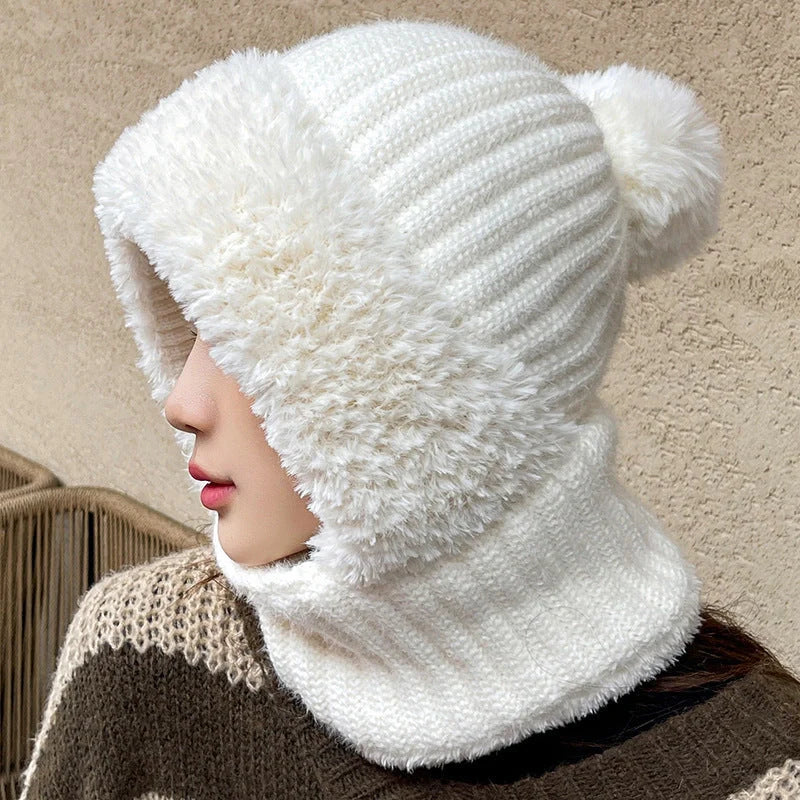 Stylish warm multifunctional hat and scarf combo for winter in various colors