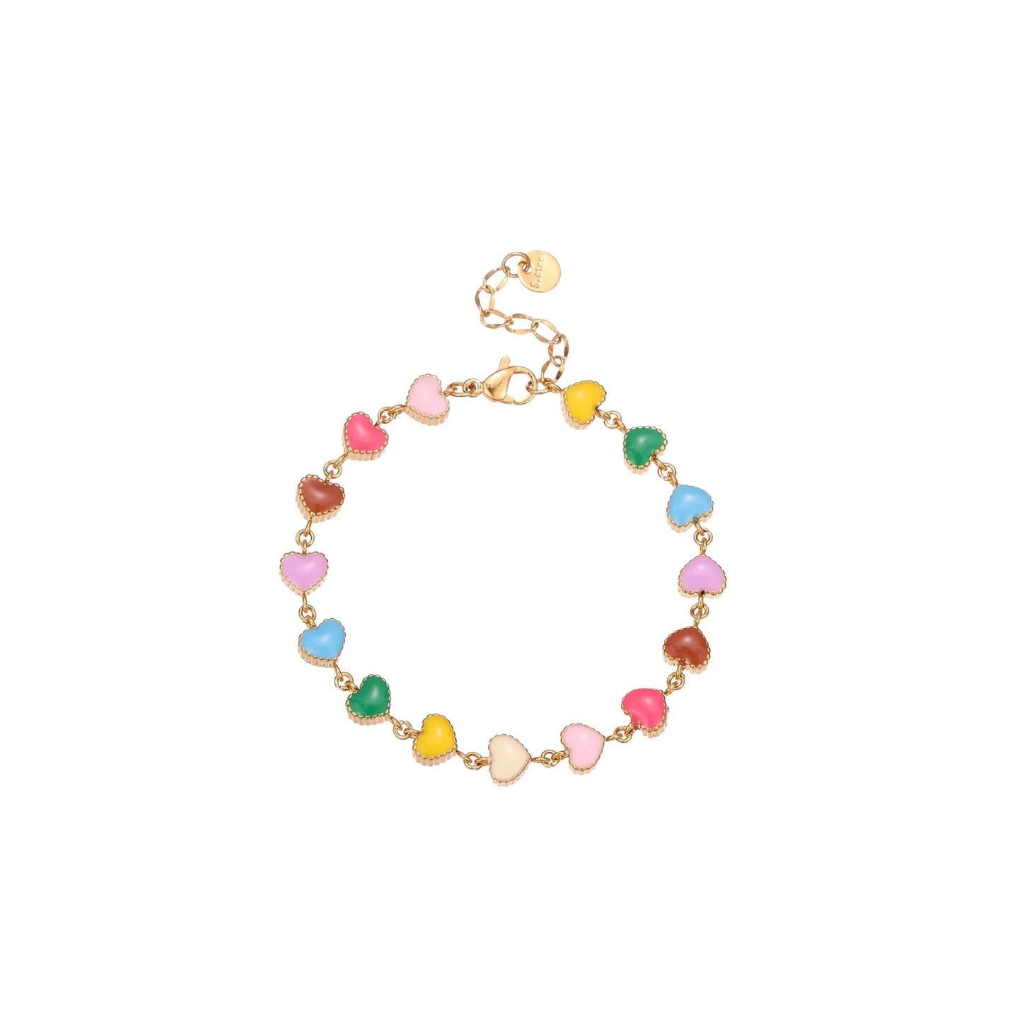 Women's heart-shaped titanium steel bracelet with electroplated finish in gold or steel colour options