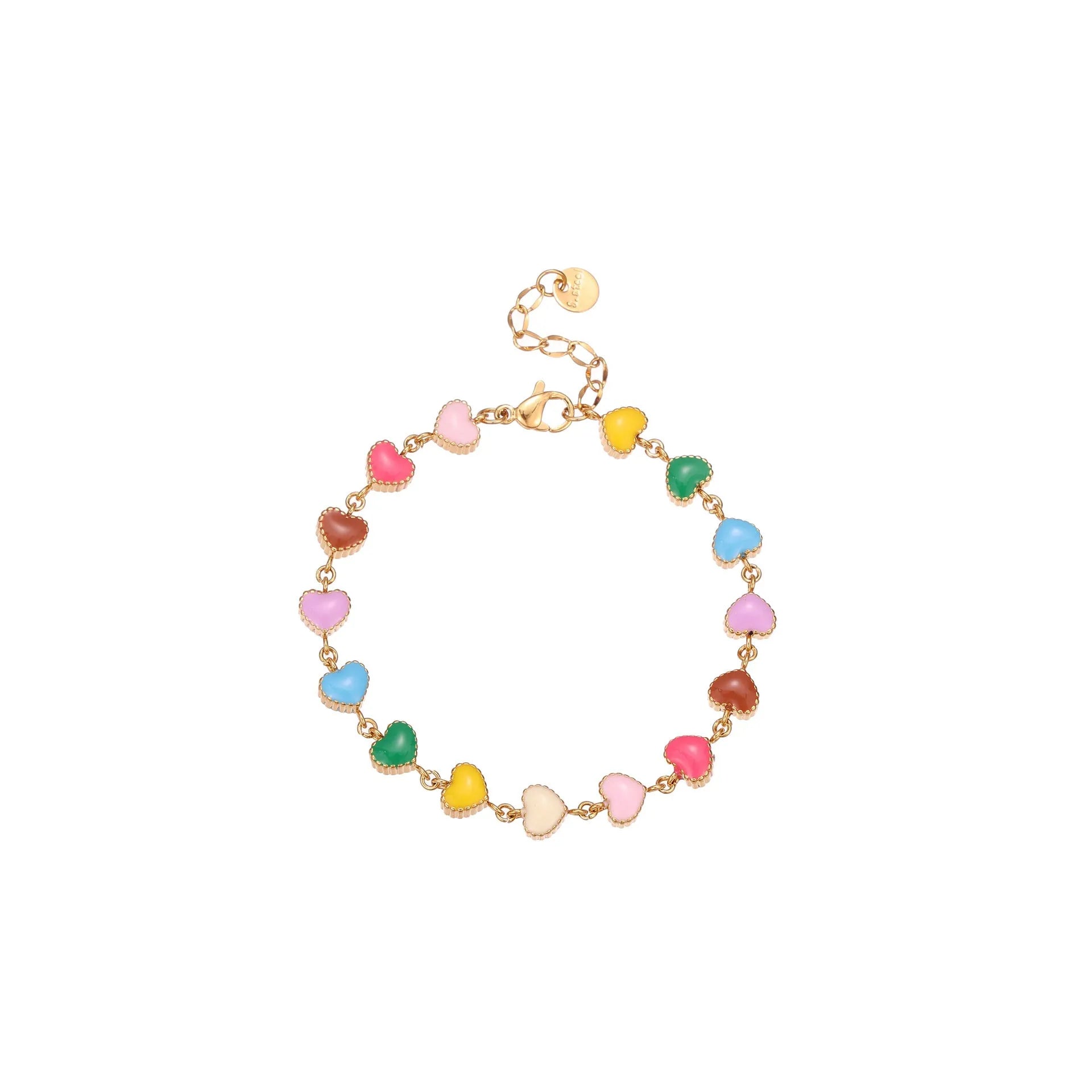 Women's heart-shaped titanium steel bracelet with electroplated finish in gold or steel colour options