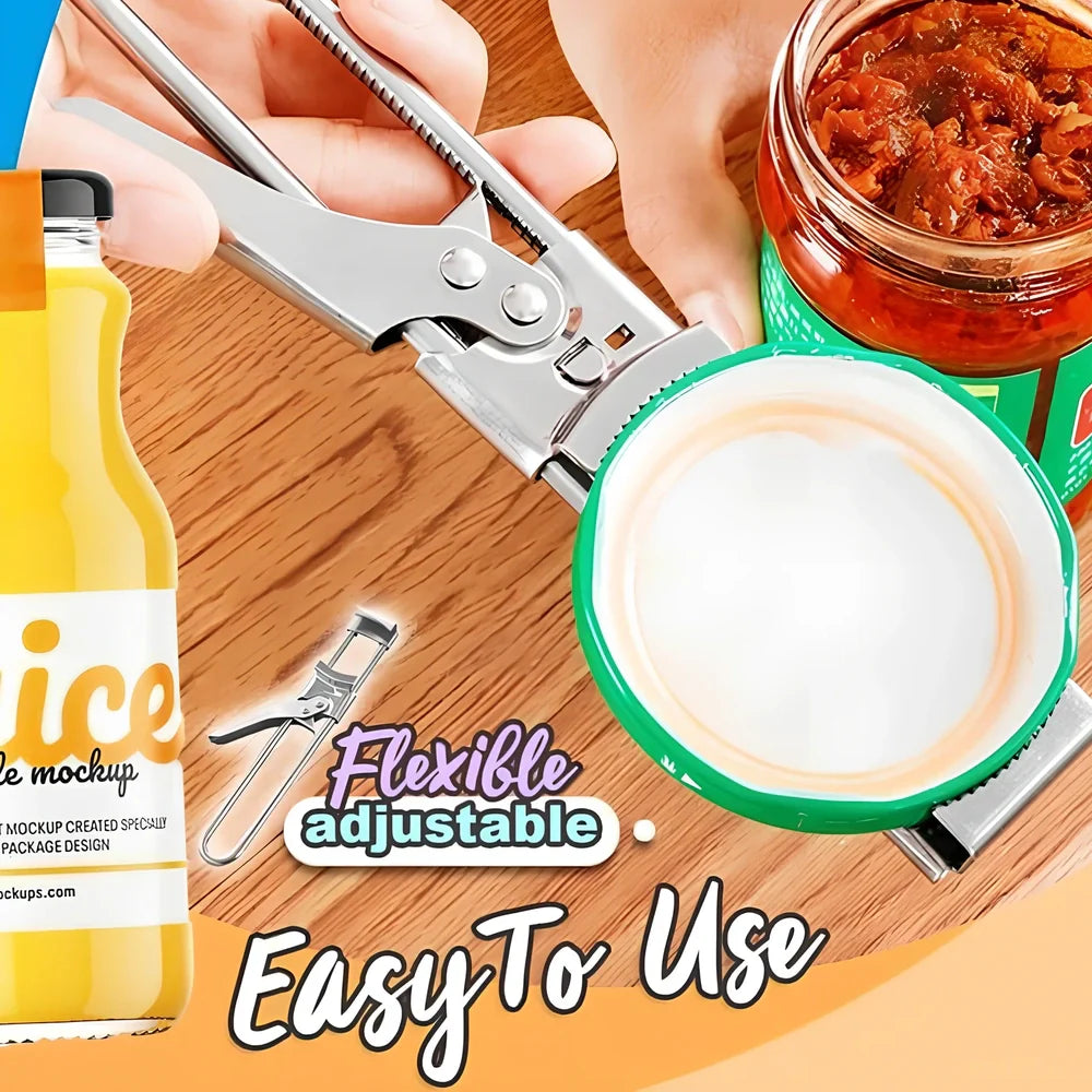 Master Opener stainless steel adjustable bottle can opener with 19cm length and non-slip handle