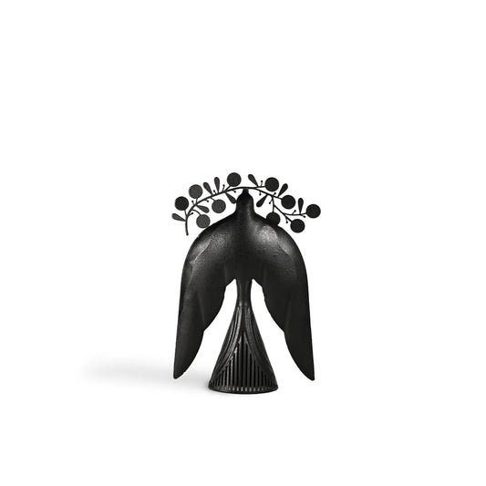 Handmade iron flying bird ornament with traditional Chinese design, 240mm high, on TV cabinet