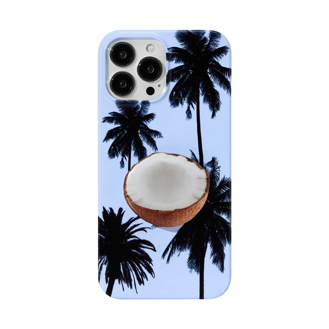 Original Summer Coconut TPU phone case for iPhone with optional bracket, shown in packaging.