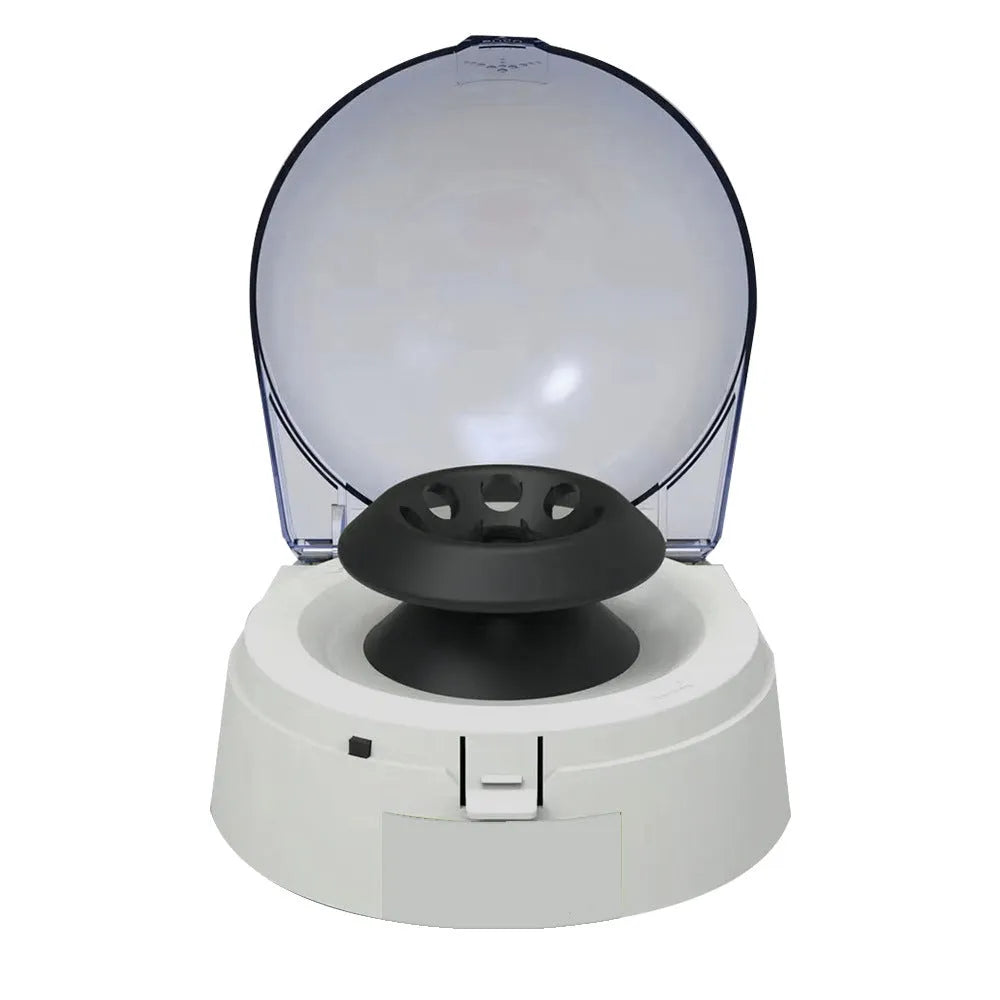 Mini laboratory centrifuge with compact 157x170x120mm dimensions and 7000 RPM speed for sample separation