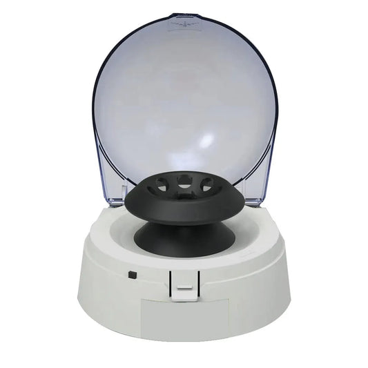 Mini laboratory centrifuge with compact 157x170x120mm dimensions and 7000 RPM speed for sample separation