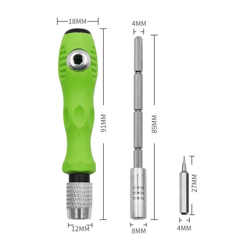Precision screwdriver set with 32 bits for mobile phone disassembly and digital instrument repair, ideal for electronics maintenance and small component projects