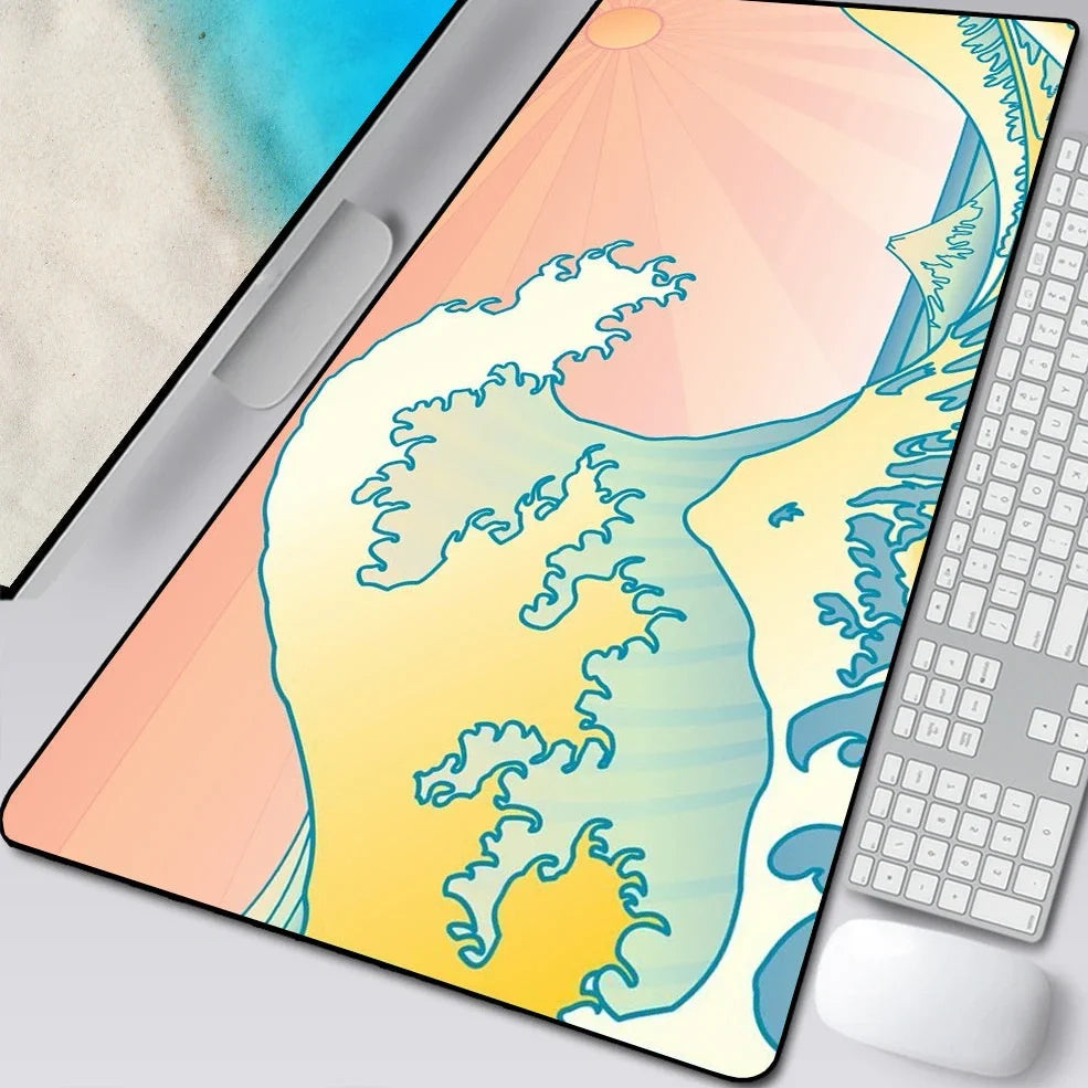 Natural rubber computer mouse pad with cloth surface and overlock edges in multiple size options