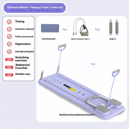 Multi-functional Fitness Board with Automatic Rebound for abdominal and full-body workouts