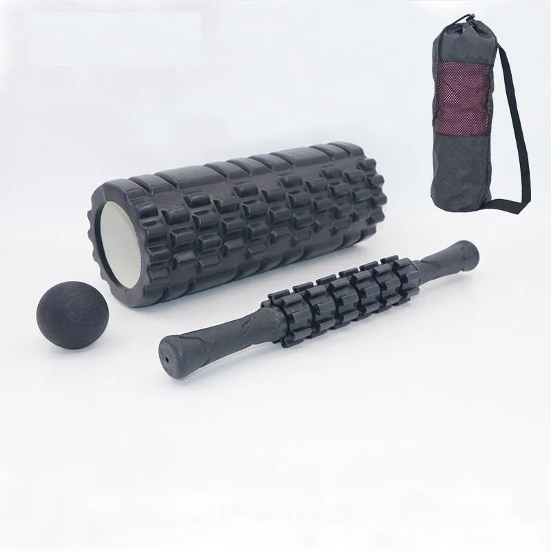33cm black foam roller with six gear massage bars for muscle relief