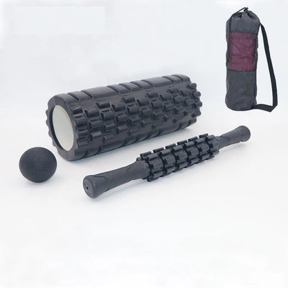 33cm black foam roller with six gear massage bars for muscle relief