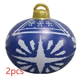 Vibrant, inflatable 60cm Christmas ball decorations in various patterns and colors for indoor and outdoor holiday display