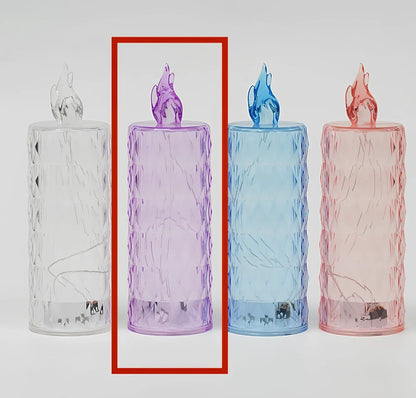 LED electronic candle light in transparent colour with diamond pattern, 15cm height