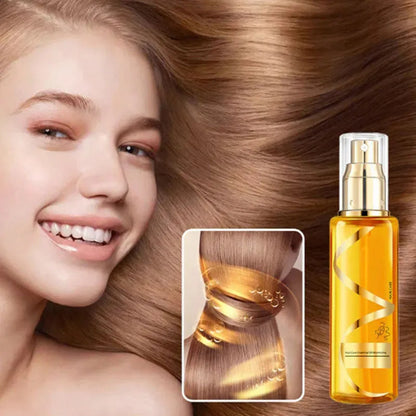 Gold 70ml perfume soft hair care spray bottle for dry and frizzy hair, wash-free anti-static