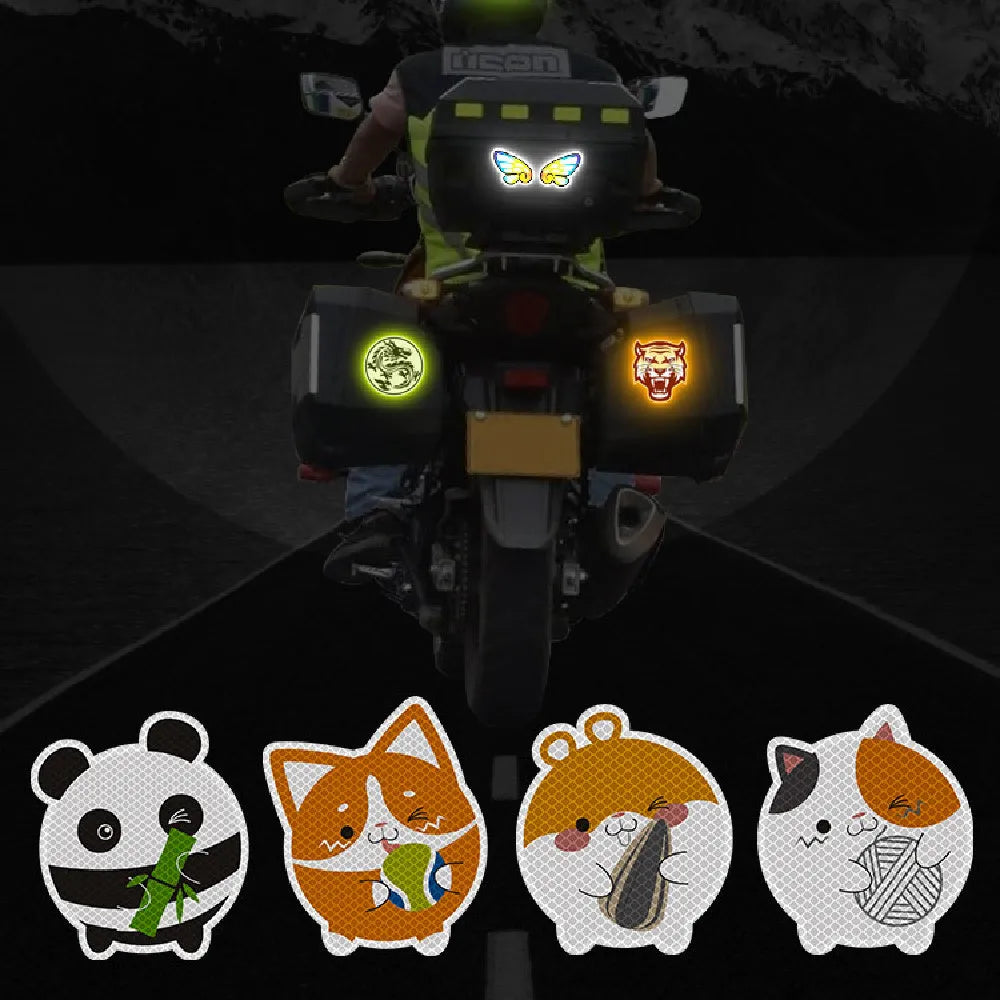 Reflective warning signs for automobiles and motorcycles with diamond film, 9cm by 5cm, in styles like Bucktooth melon seeds