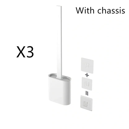 Wall-mounted soft toilet brush with silicone bristles and cover in midnight green colour