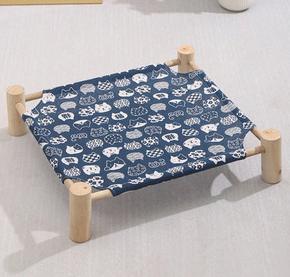 Cozy wooden pet bed with removable and washable covers, available in various stylish color options