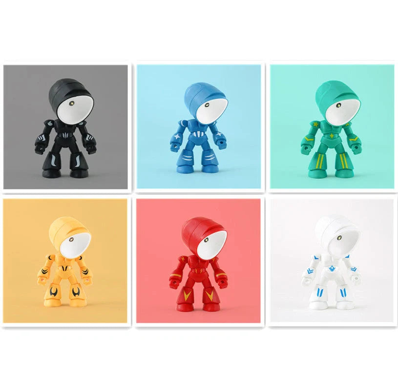 Mini LED Hero Robot Table Lamp with adjustable arms and 360° rotating head in various colors
