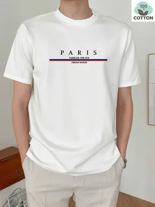 Heavy men's short-sleeved t-shirt with a letter print design in pure cotton.