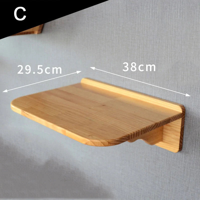 Solid wood wall-mounted cat jumping platform for pet climbing and lounging