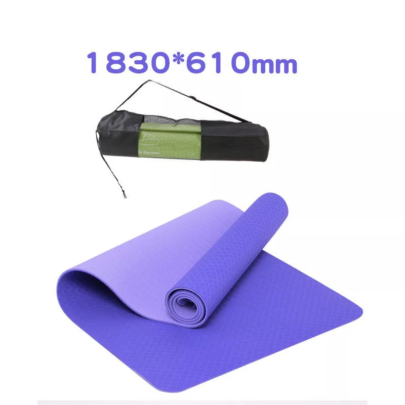 Non-slip TPE yoga mat in various colors, 6mm thickness for optimal comfort