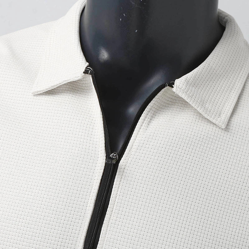 Men's waffle texture zipped lapel jacket in various colors for outdoor sports