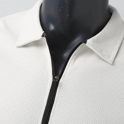 Men's waffle texture zipped lapel jacket in various colors for outdoor sports