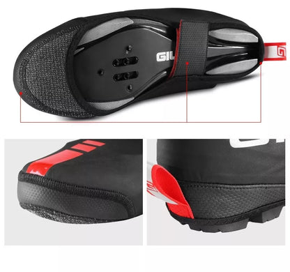 Giyo Cycling Waterproof Shoe Covers in Black, size XL, on a bicycle pedal