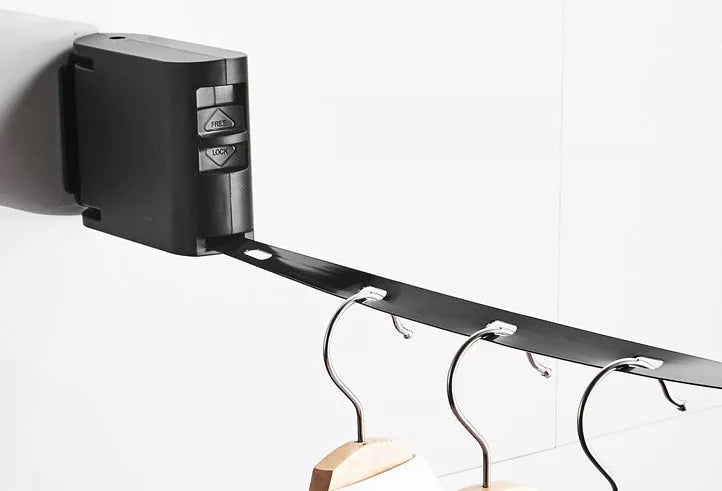 Telescopic balcony clothesline with white TPU rope and hanger holes for efficient drying