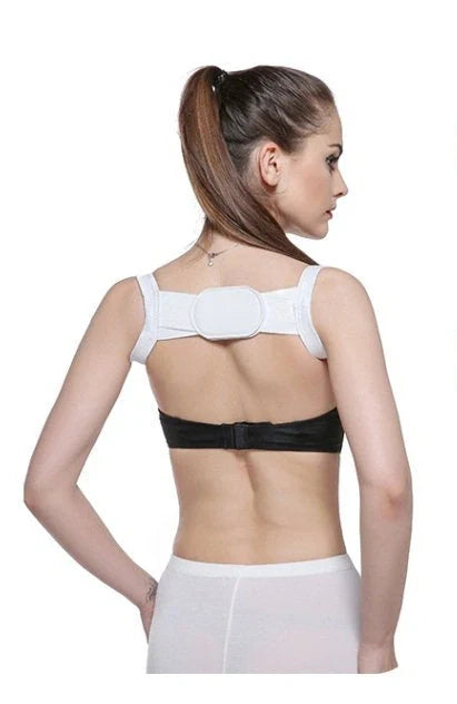 Advanced Posture Corrector Belt in black and white for back pain relief and posture support