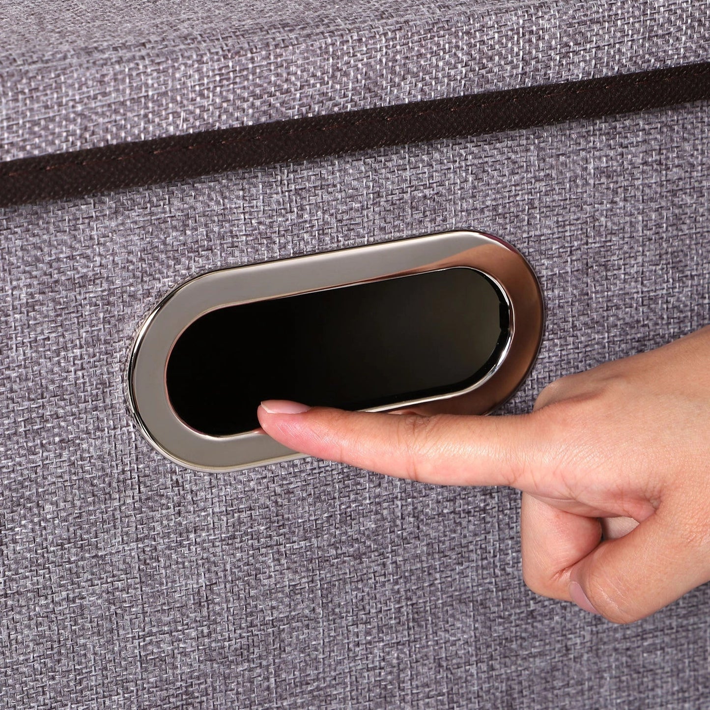 Cotton linen foldable storage box set in grey, perfect for home organization