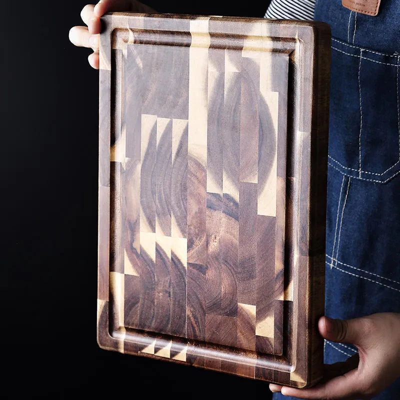 Solid wood cutting board made from imported acacia wood, 3cm thick, large size L or small size S, brown colour, for chopping vegetables, fruit, and meat in the kitchen, durable hardwood chopping board