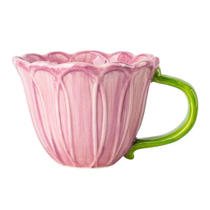 Ceramic breakfast cup with floral pastoral design holding 500ml capacity for tea or coffee