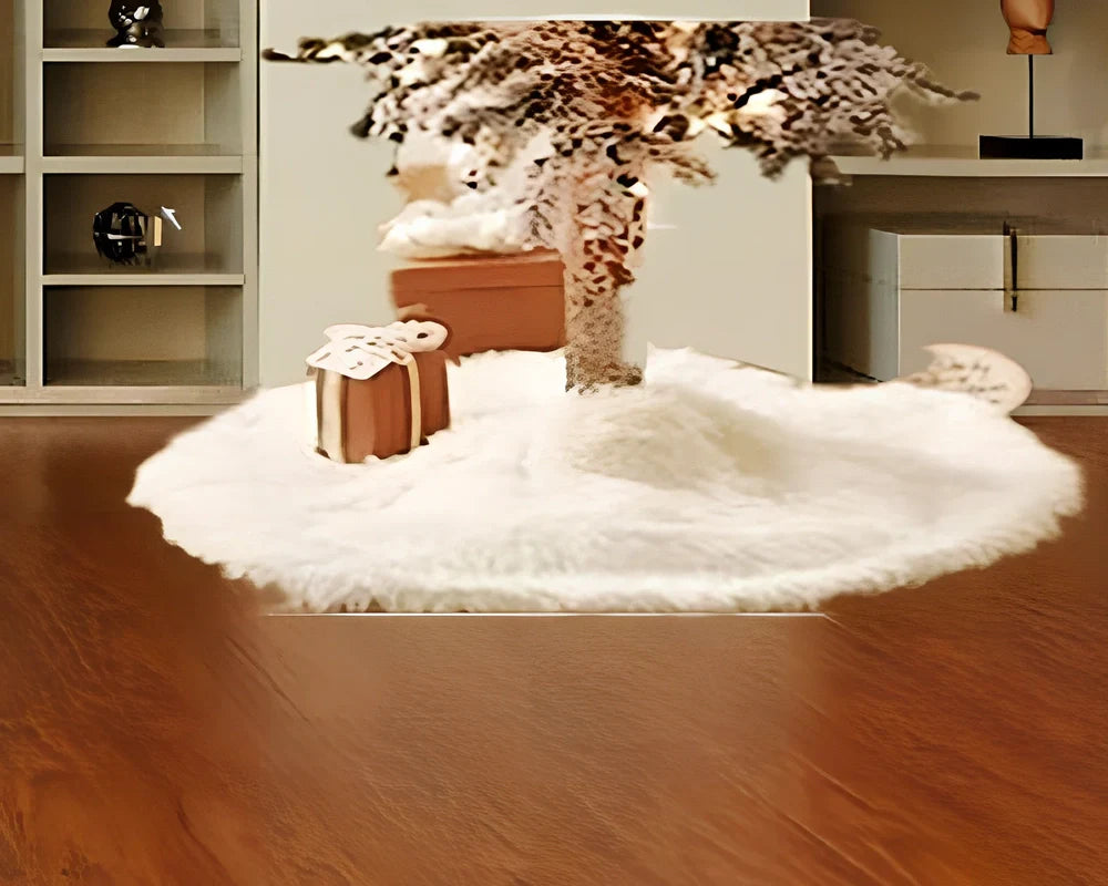 Pure white plush Christmas tree skirt in four sizes: 78cm, 90cm, 122cm, 150cm diameters