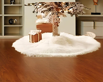 Pure white plush Christmas tree skirt in four sizes: 78cm, 90cm, 122cm, 150cm diameters