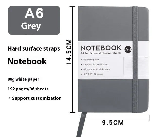 A5 skin feeling PU leather diary with strap closure and horizontal line pages in marble black colour