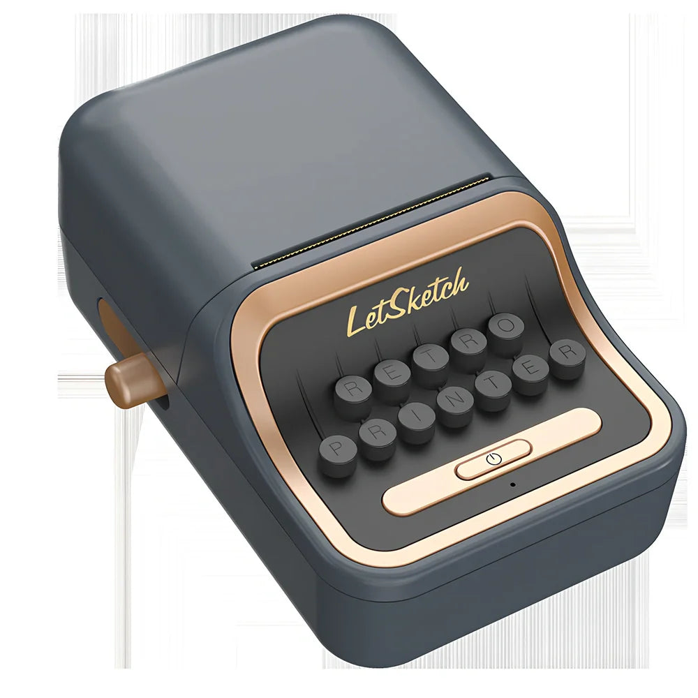 Portable thermal Bluetooth label printer measuring 135x92x60mm with included adhesive label rolls