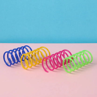 Colourful plastic coil spring cat toys in mixed colours for kittens and adult cats