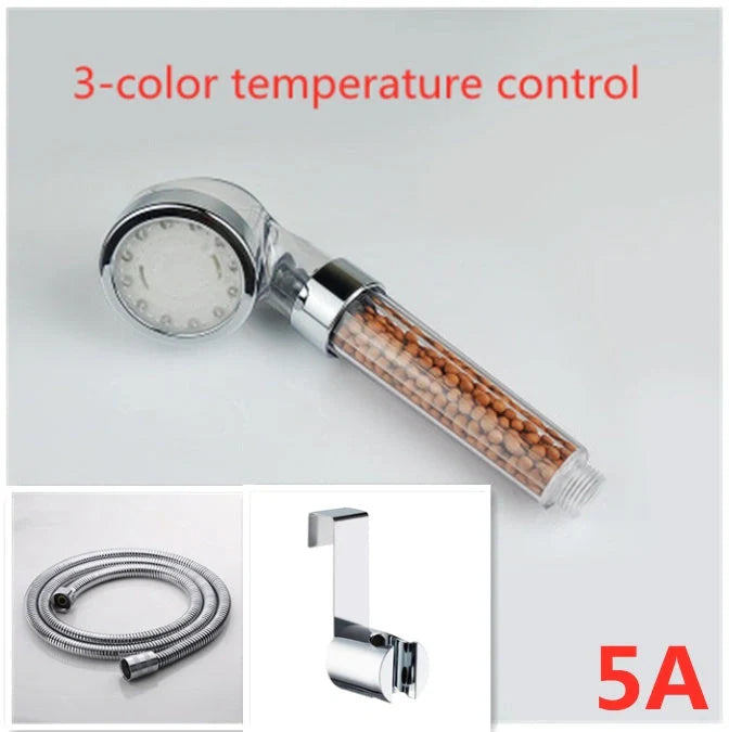 Color Changing LED Shower Head with temperature sensor and high-pressure filter