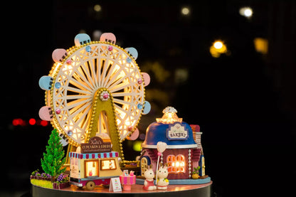 Wooden Ferris wheel building block toy with transparent cover for children's skill development