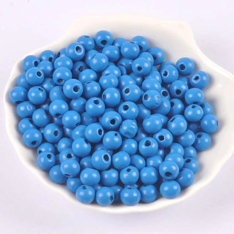 100 round wooden beads in 6mm to 12mm sizes, lotus wood with dyed surface for DIY crafts