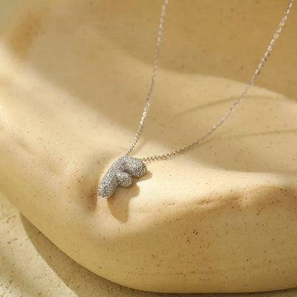 Stainless steel initial pendant necklace with zircon accents, personalized with your choice of letter.