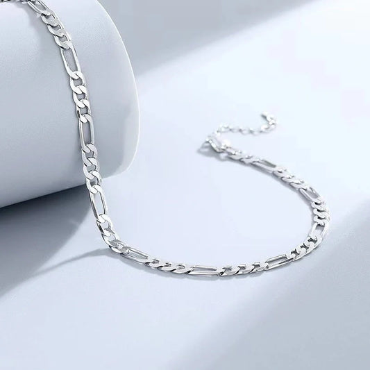 S925 Sterling Silver Hip Hop Anklet Bracelet with diamond accents