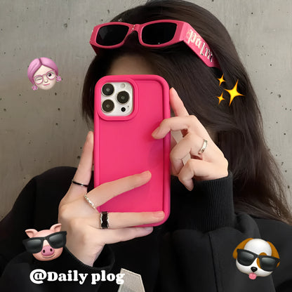Frosted skin feeling solid colour silicone iPhone case on a phone