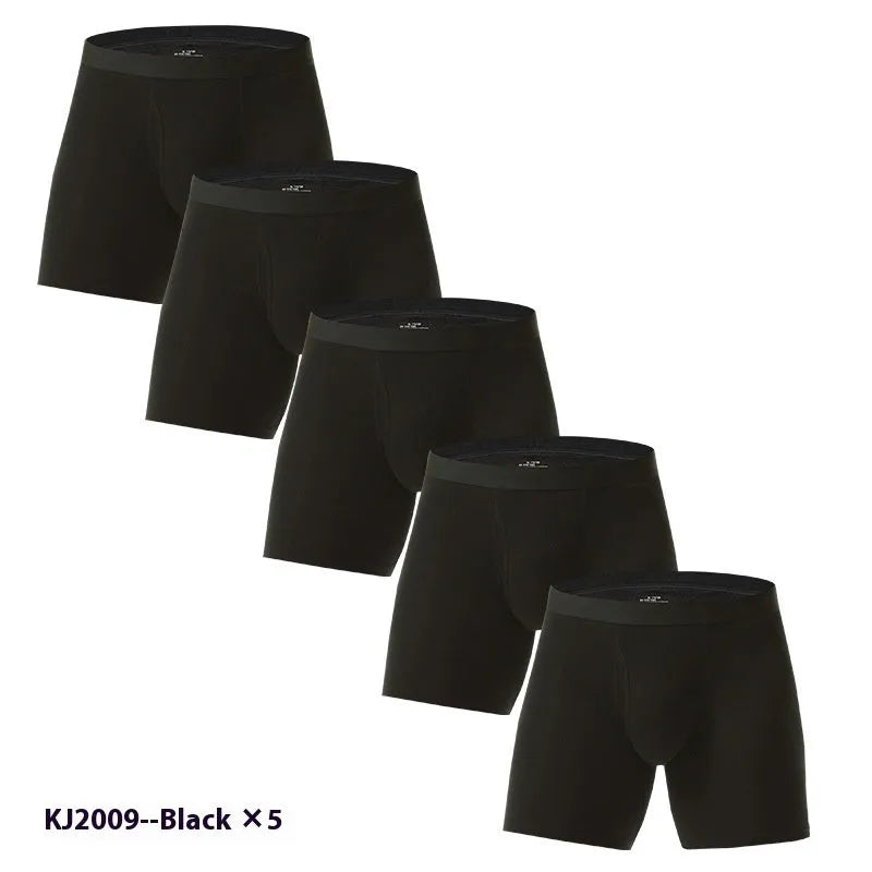 Men's cotton boxer briefs in solid colours, seamless antibacterial design, sizes M to 5XL, multi-pack options.