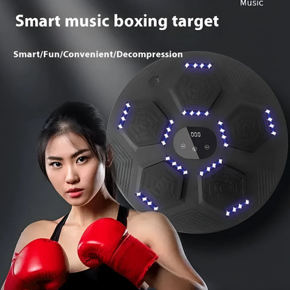 Smart music boxing machine hanging wall target set in black, grey, or orange with matching gloves
