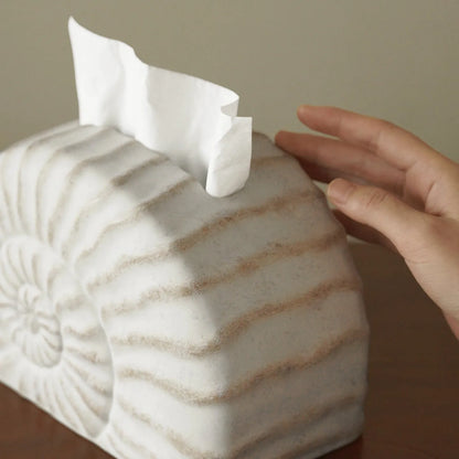 Conch ramble resin tissue box with modern design, 20-26cm dimensions for standard tissues