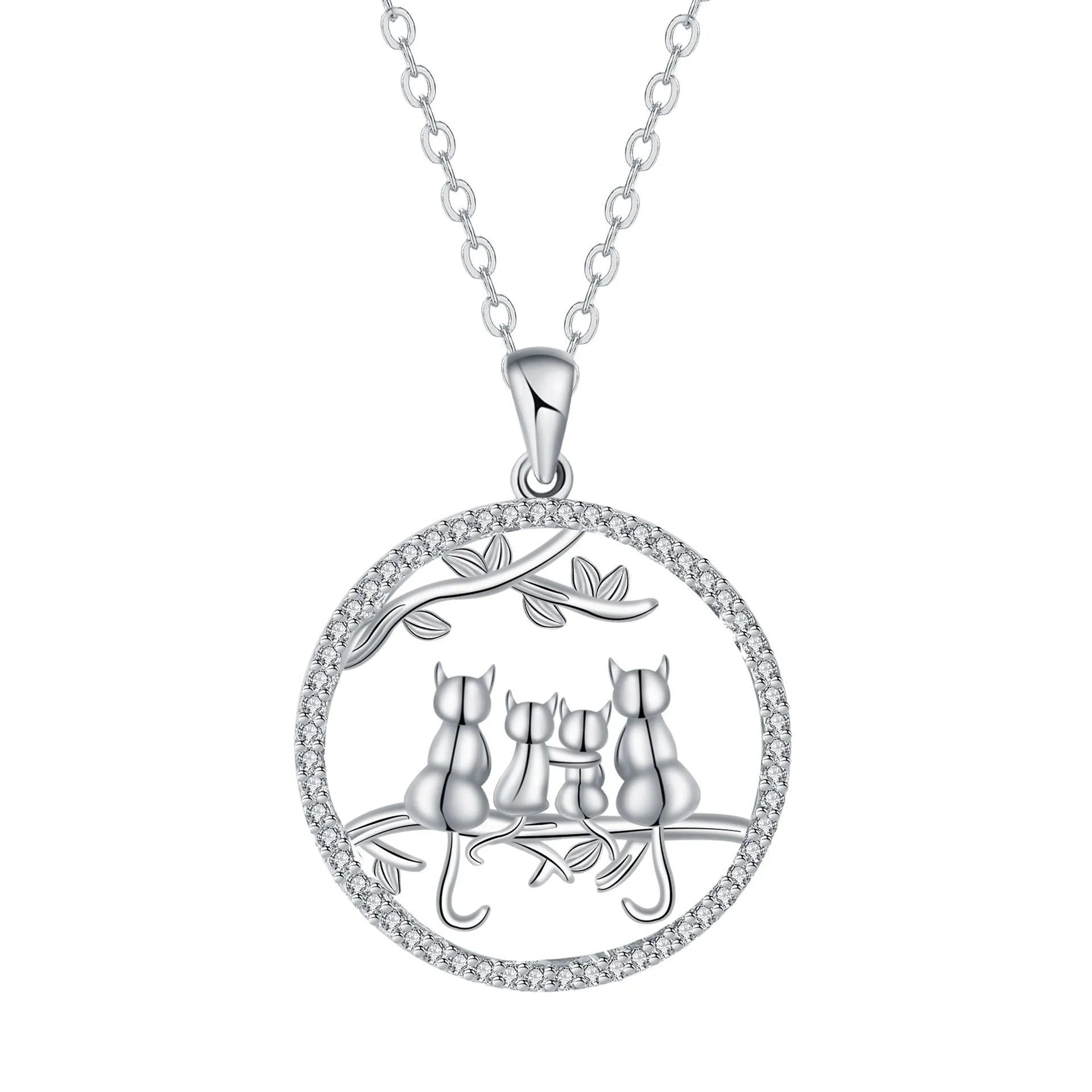 Copper necklace with a four kitten pendant on a cross chain, length 50 cm.