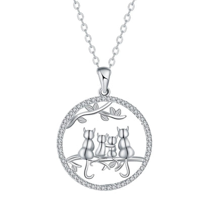 Copper necklace with a four kitten pendant on a cross chain, length 50 cm.