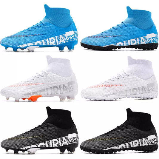 High-Top Football Training Shoes with Broken Nail Short Studs in various colors