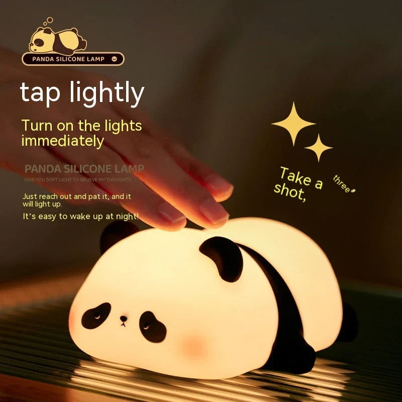 Adorable panda-shaped night light with soft, adjustable warm white LED glow